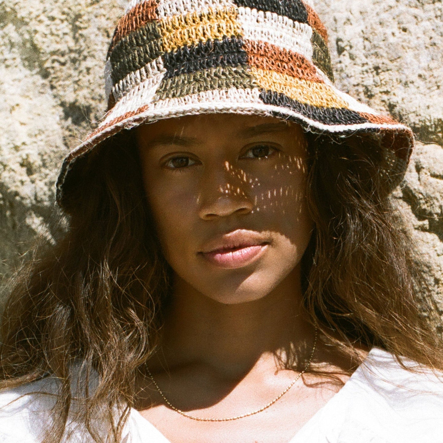 Fall Bucket Hat - Crocheted Multicolor Checkered by Made by Minga