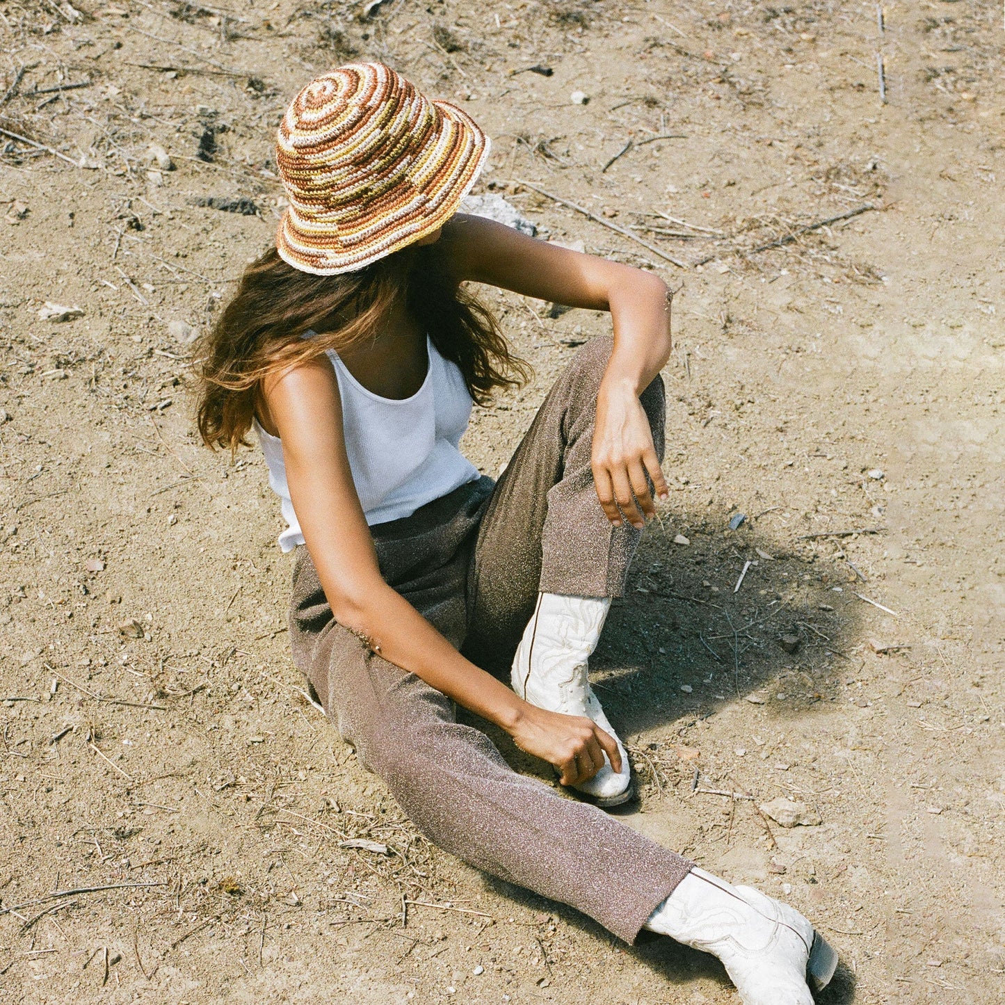 Woven Bucket Hat - Crocheted Multicolor Stripe by Made by Minga