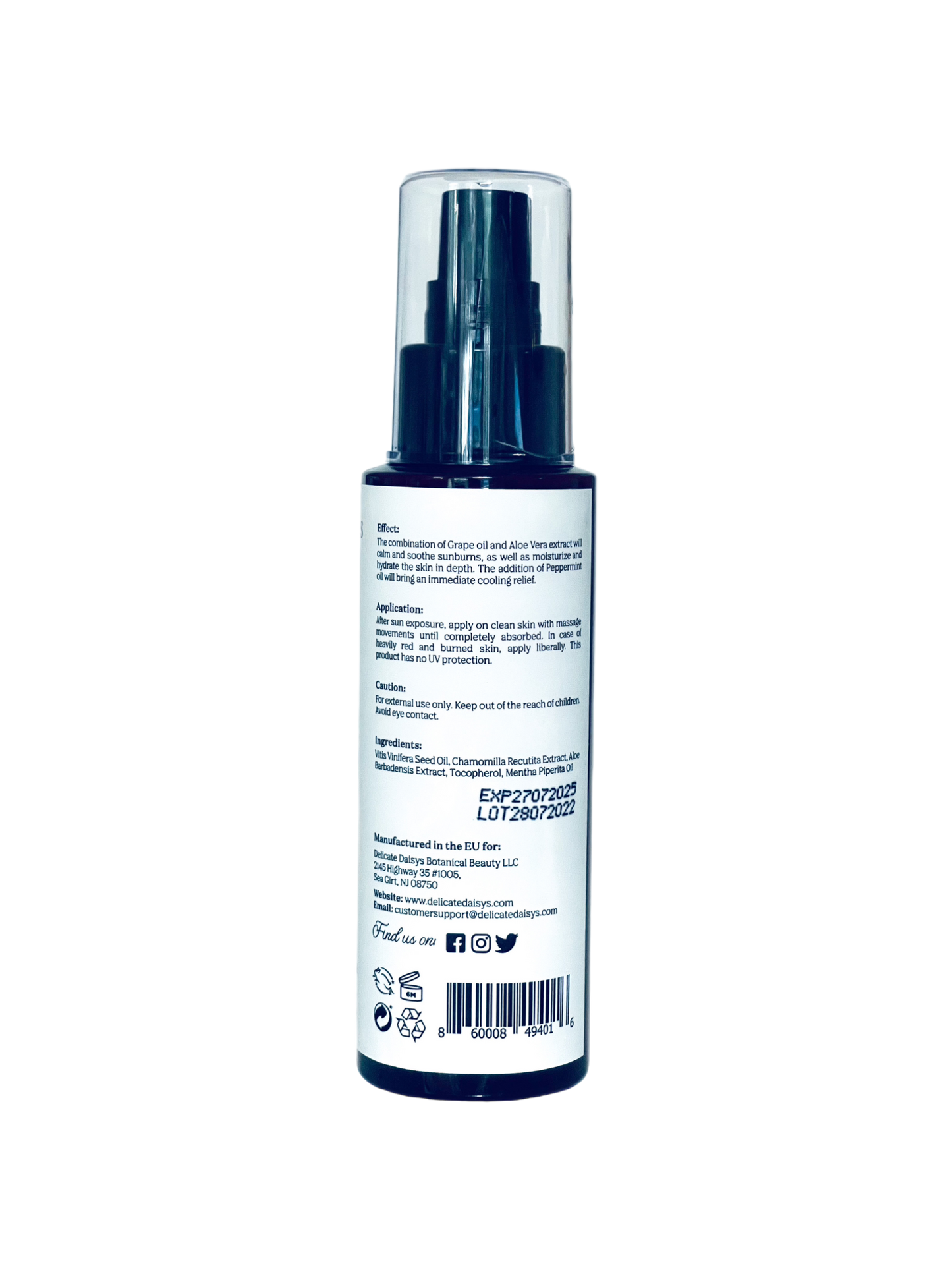 Cooling After Sun Body Oil Aloe Vera
