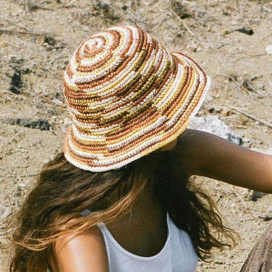 Woven Bucket Hat - Crocheted Multicolor Stripe by Made by Minga