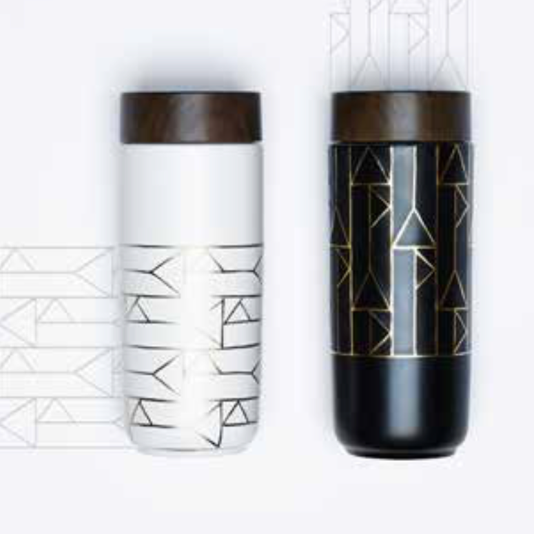 The Alchemical Signs Gold Ceramic Travel Mug by ACERA LIVEN