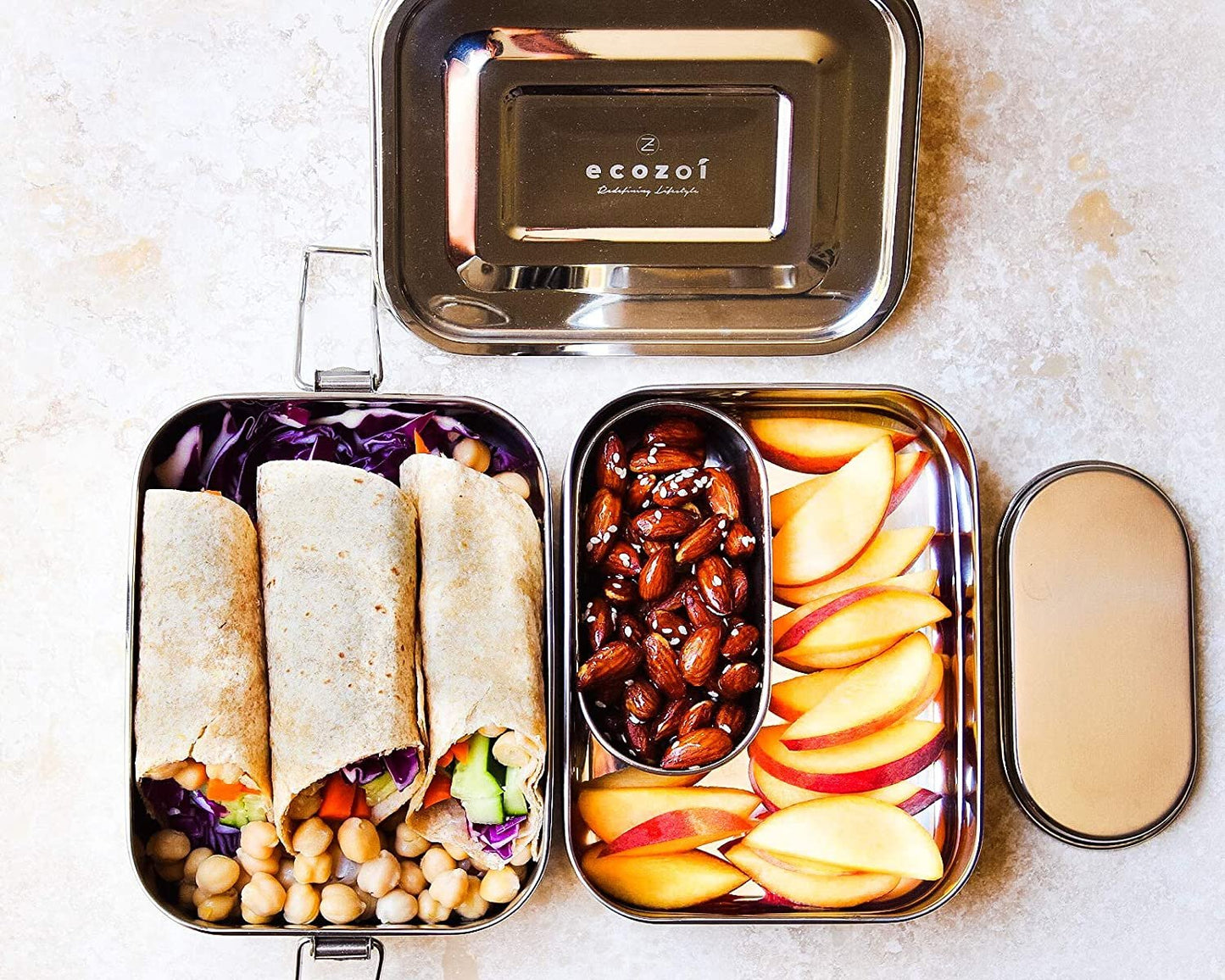 Stainless Steel Lunch Box, 2 Tier Leak Proof, 60 Oz by ecozoi